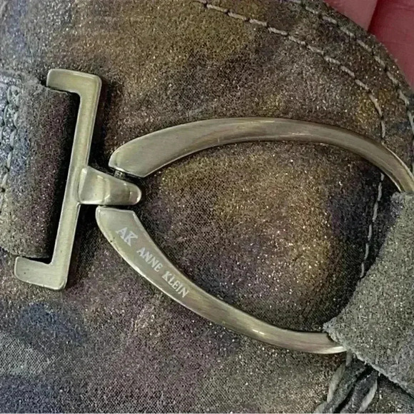 AK Anne Klein flats 8.5 Davis brown gold leather camo horsebit driving loafers - Picture 11 of 13